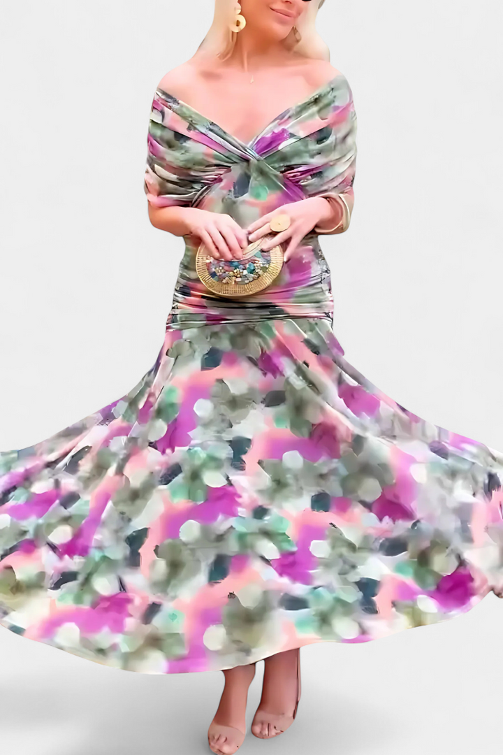 Magda | Lange blumige Kleider mit V-Ausschnitt