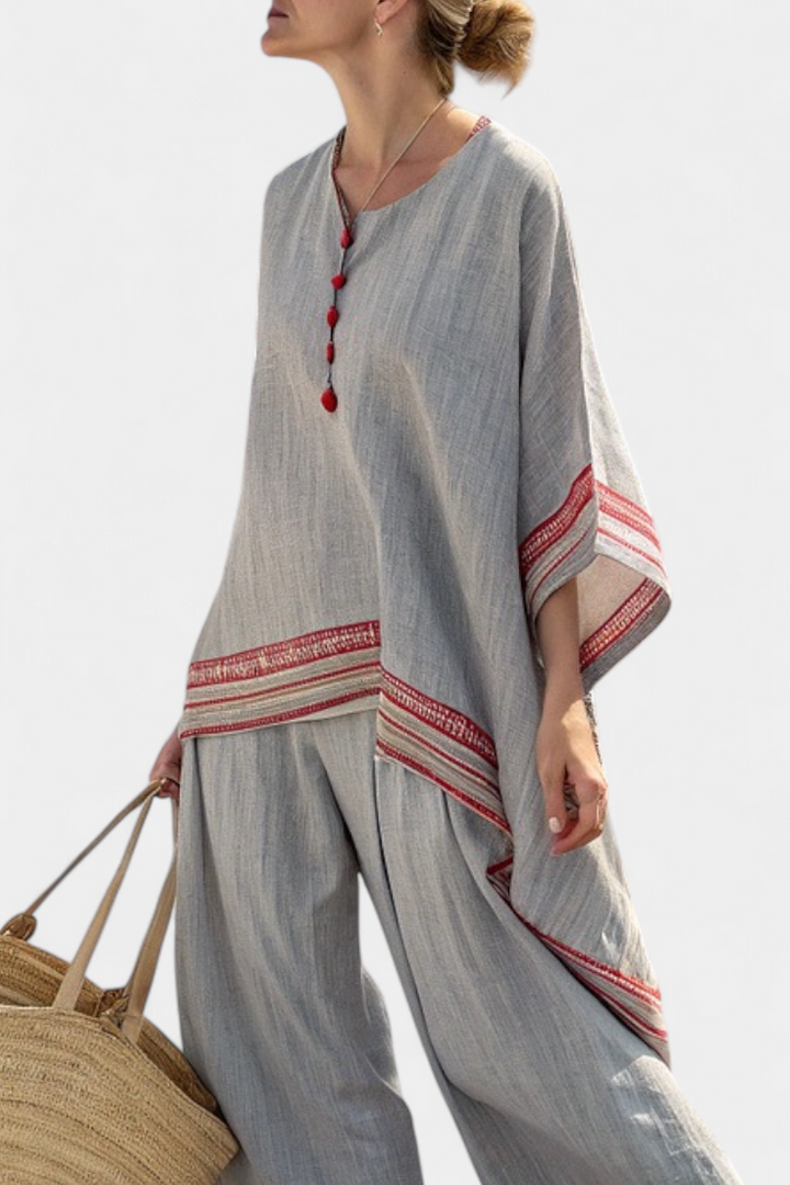Daelric | Asymmetrische Bluse und Ethnische Hose mit Weiten Beinen