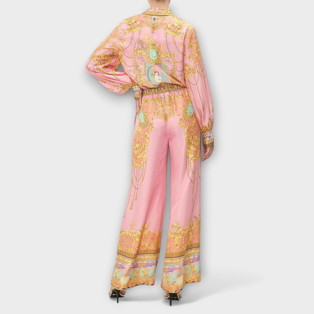 Sage - Lockere T-Shirt mit Druck einer Meerjungfrau und elastischen Hosen